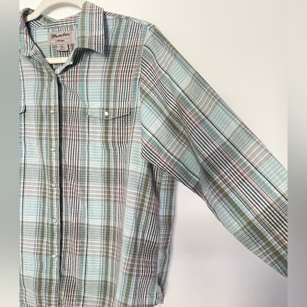 Wrancher Wrangler Pearl Snap Classic Western Button Plaid Shirt Size 2XL Rodeo - Picture 5 of 10